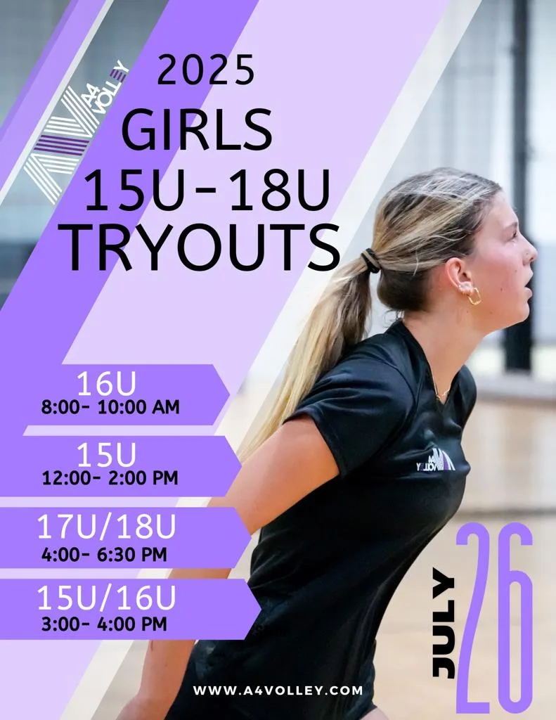 2025 girls 15U to 18U tryouts flyer